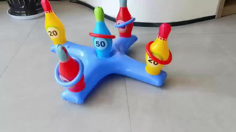 Aufblasbares Wasser-Bowlingset SplashStrike | Bunte Kegel mit Nummern | Für Pool & Strand | Leicht & Tragbar