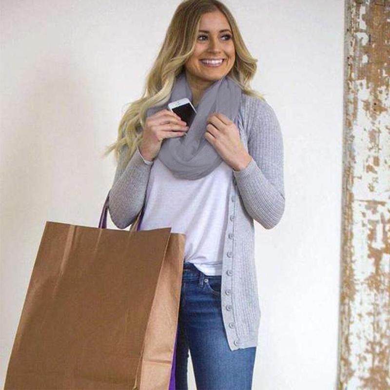 CozySafe – Schal mit versteckter Tasche für zusätzliche Wärme und Sicherheit