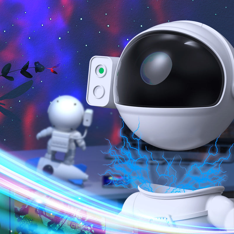Projektor Lampe CosmoLume | 4K Galaxie- & Sternenhimmel-Projektion | Bluetooth Speaker & App-Steuerung | Raketendesign