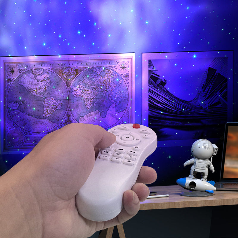 Projektor Lampe CosmoLume | 4K Galaxie- & Sternenhimmel-Projektion | Bluetooth Speaker & App-Steuerung | Raketendesign