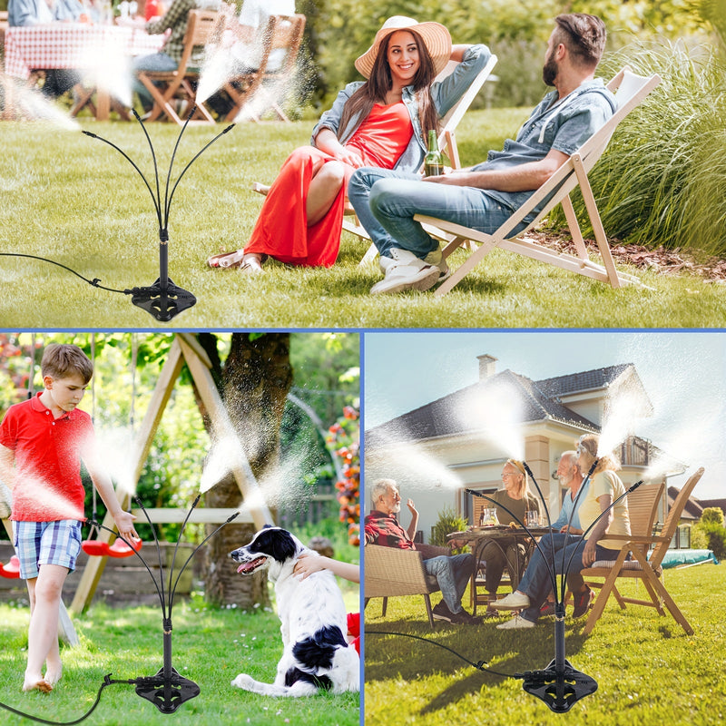 Gartensprühkühler AeroMist Flex7 | 7 Verstellbare Düsenarme | Ohne Strom | Für Terrasse, Pool & Garten