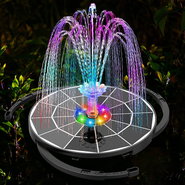 WaterGlow – Solarbetriebener Brunnen mit LED und 4 verschiedenen Wasserstrahlmustern!