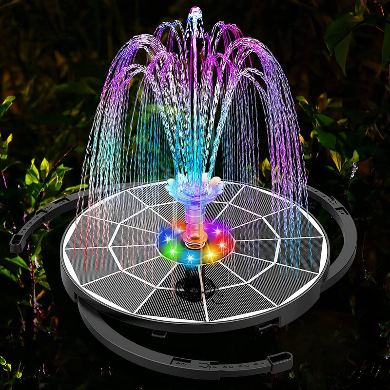 WaterGlow – Solarbetriebener Brunnen mit LED und 4 verschiedenen Wasserstrahlmustern!