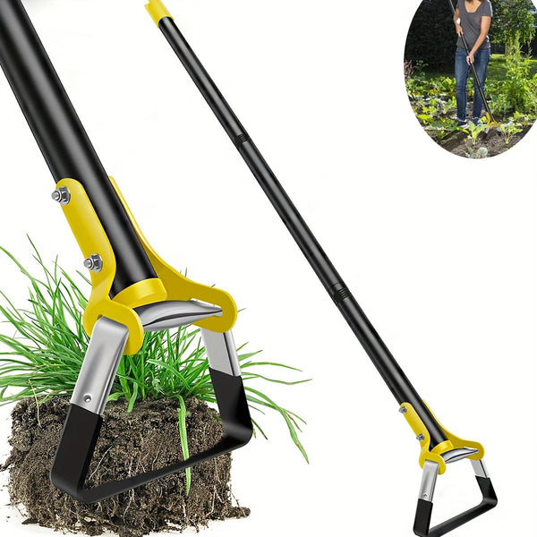 TerraTri Gartenhacke | Dreiecks-Kopf aus Edelstahl | Ergonomischer Griff | Schwarz-Gelb