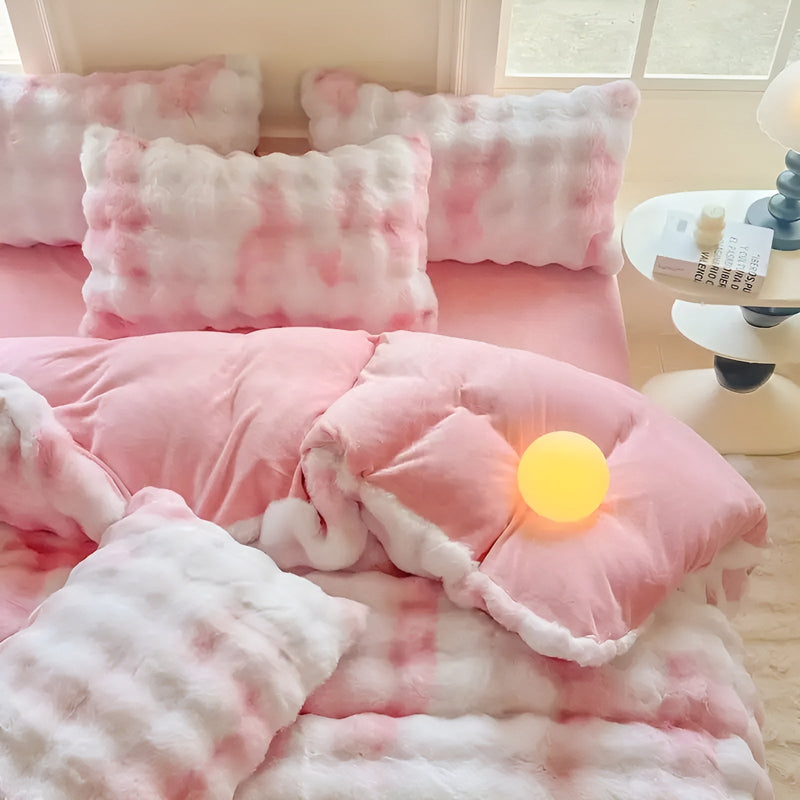 Plüsch-Bettbezug Lunafleece | Beidseitig Kaninchenfell & Milchsamt | Extra Warm & Weich | Perfekt für Herbst & Winter