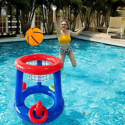 Aufblasbares Basketball-Set FloatHoop | Für Pool & Strand | Inkl. Ball & Ringe | Wasserfest & Tragbar