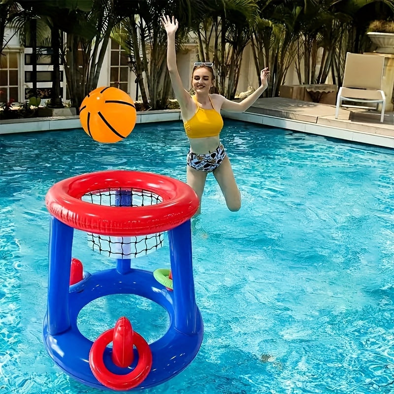 Aufblasbares Basketball-Set FloatHoop | Für Pool & Strand | Inkl. Ball & Ringe | Wasserfest & Tragbar