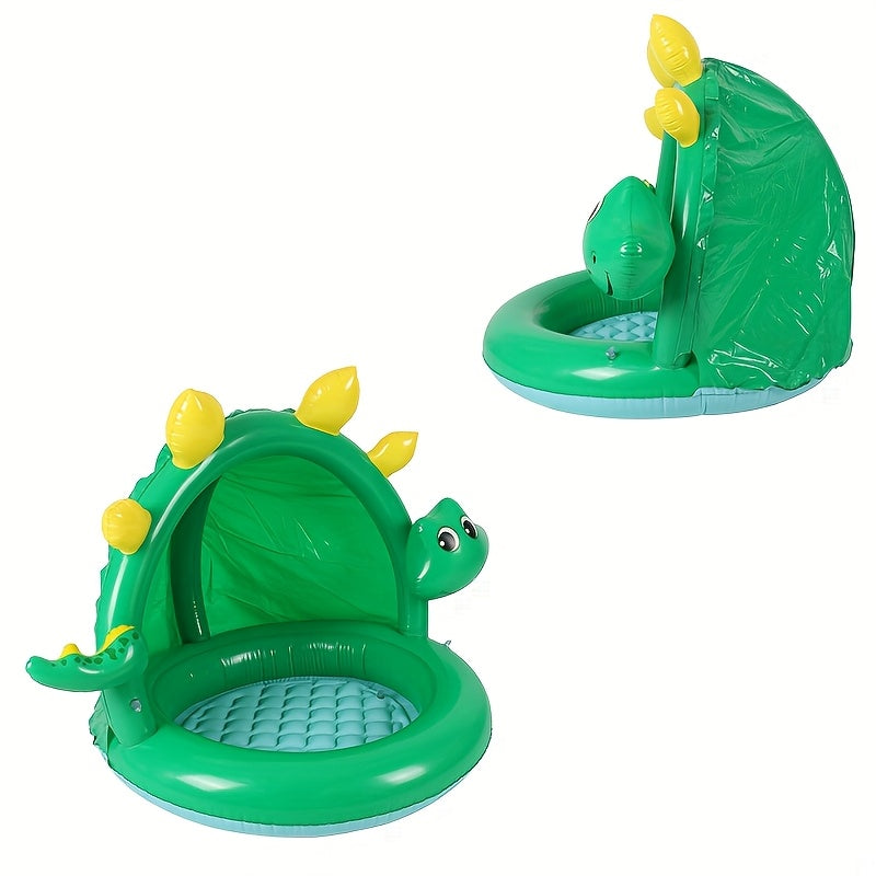 Aufblasbares Dino Planschbecken CoolaSaur | Mit Sonnendach | Kindersicher & Tragbar | Für Garten & Strand