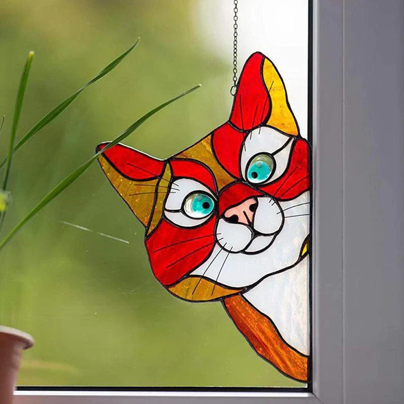 CatPeek – Handgefertigter Katzen-Sonnenfänger für Ihr Fenster!