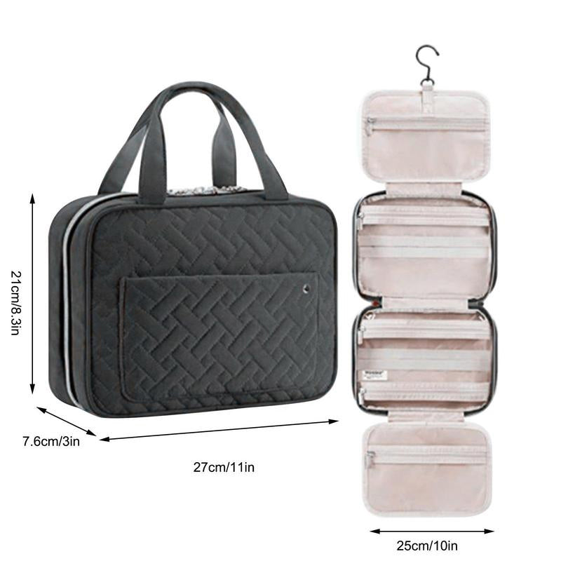 Travelique Reise-Kosmetik-Organizer | Kompakt & Wasserabweisend | Mit 4 Fächern & 360° Haken | Für Damen & Herren