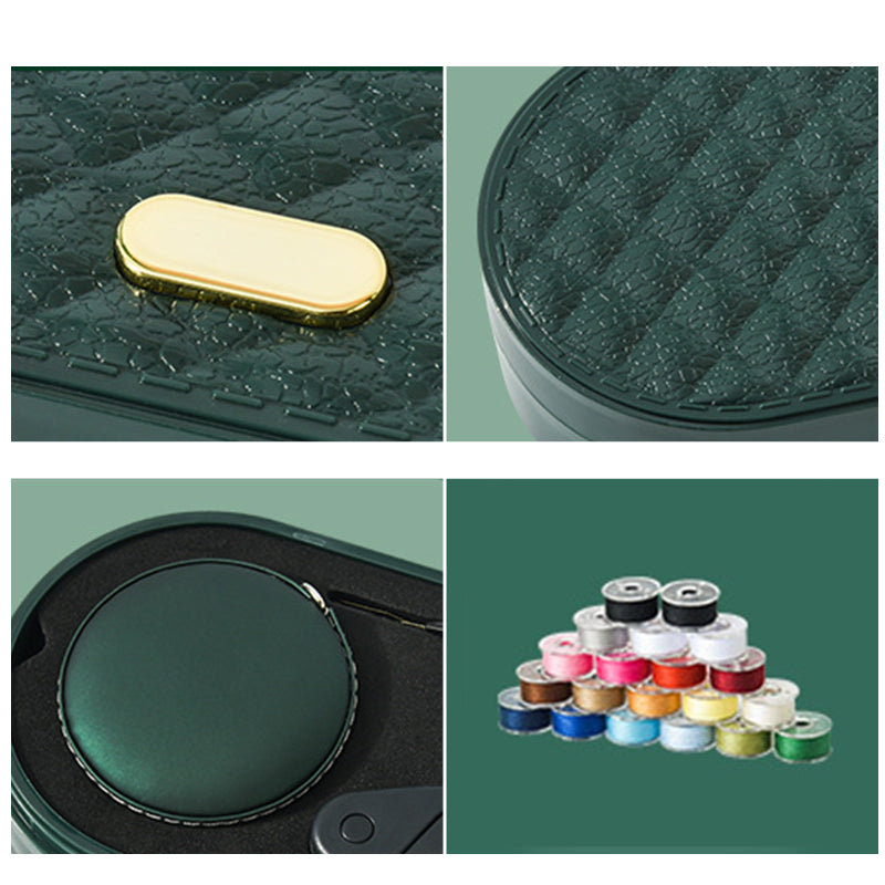 Stichora Nähset im Doppel-Etui | 20 bunte Spulen & Leder-Maßband | Kompakt & organisiert | 19,5×8,5×3,8 cm
