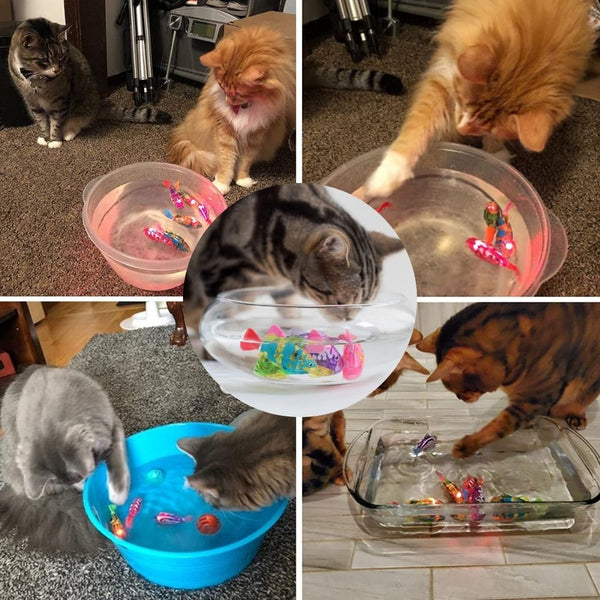 Felisplash Interaktives Katzenspielzeug-Set mit Licht & Schwimmfunktion | Wasserdicht & Bewegungsaktiv | Für Katzen jeden Alters | 20,3×7,6×5,1 cm