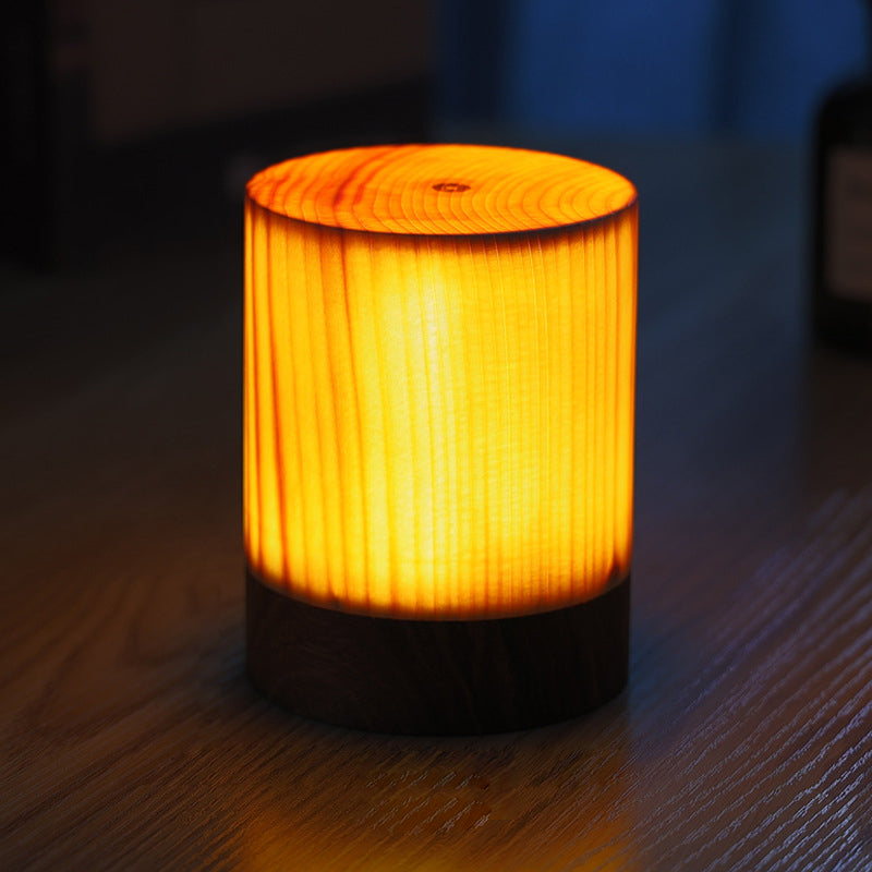 LED Tischlampe Lumaviva NaturLite | Touch-Dimmung & Akku | Kabellos & Wiederaufladbar | Holzoptik | Für Schlafzimmer, Schreibtisch & Wohnzimmer