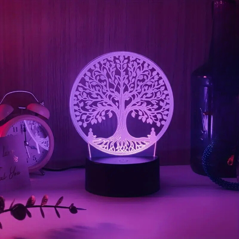 LichtAura 3D LED-Dekolampe | Farbwechsel & Warmlicht | USB & Batteriebetrieb | Acryl-Design | 3D-Effekt
