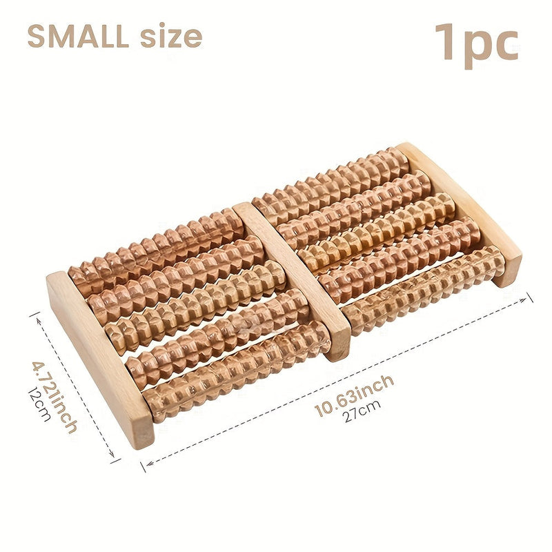 Fußmassageroller NaturTrek Relax | Gerillte Holzrollen | Fördert Durchblutung & Entspannung | 27×12 cm