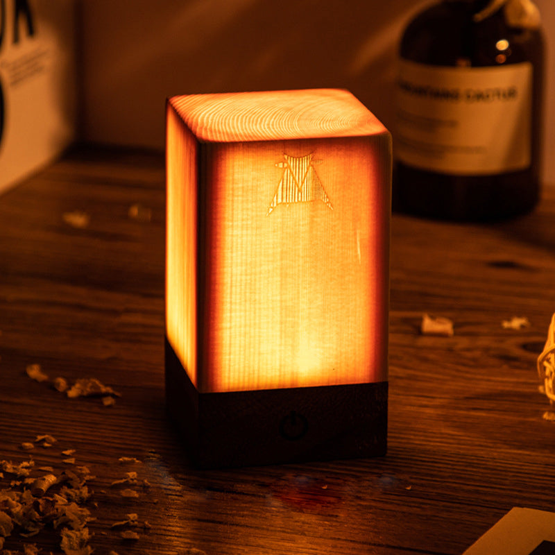 LED Tischlampe Lumaviva NaturLite | Touch-Dimmung & Akku | Kabellos & Wiederaufladbar | Holzoptik | Für Schlafzimmer, Schreibtisch & Wohnzimmer
