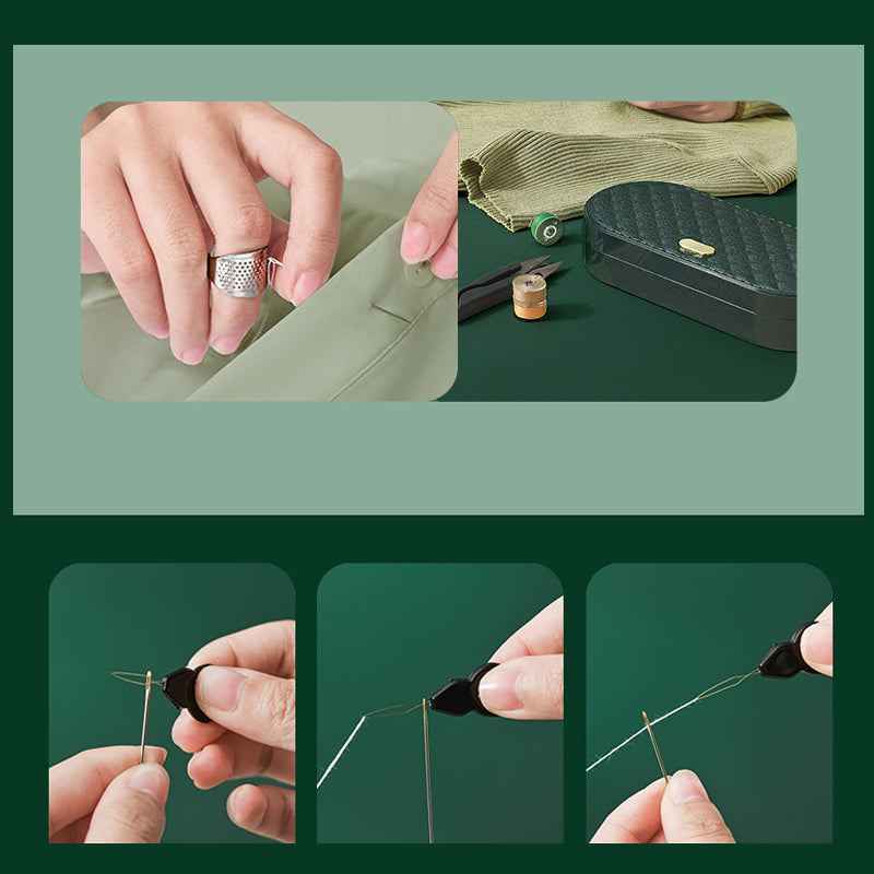 Stichora Nähset im Doppel-Etui | 20 bunte Spulen & Leder-Maßband | Kompakt & organisiert | 19,5×8,5×3,8 cm
