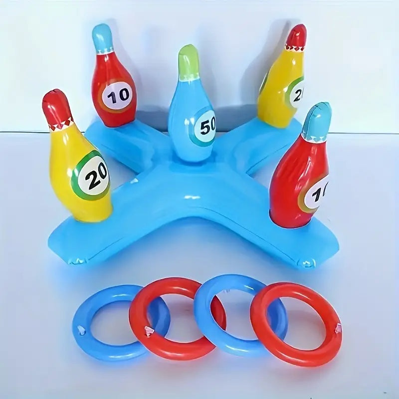 Aufblasbares Wasser-Bowlingset SplashStrike | Bunte Kegel mit Nummern | Für Pool & Strand | Leicht & Tragbar