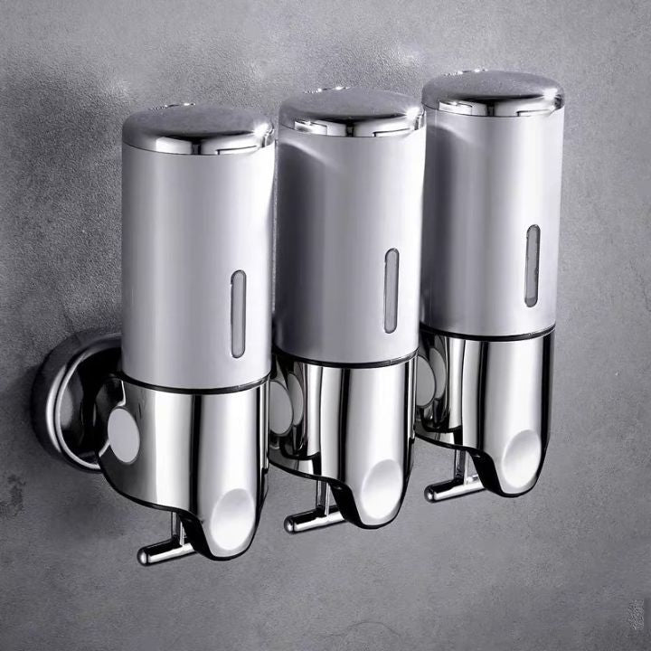 Seifenspender Set LuxoPure | Edelstahl Design | 3er Set Wandmontage | Modern & Platzsparend