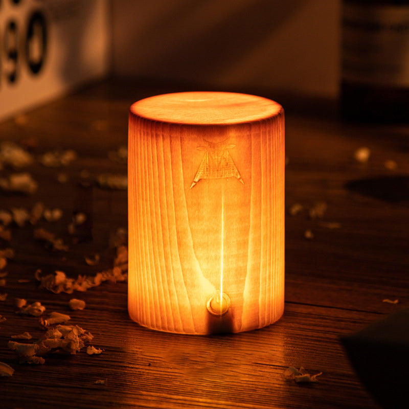 LED Tischlampe Lumaviva NaturLite | Touch-Dimmung & Akku | Kabellos & Wiederaufladbar | Holzoptik | Für Schlafzimmer, Schreibtisch & Wohnzimmer