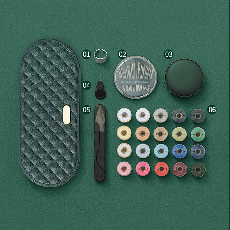 Stichora Nähset im Doppel-Etui | 20 bunte Spulen & Leder-Maßband | Kompakt & organisiert | 19,5×8,5×3,8 cm