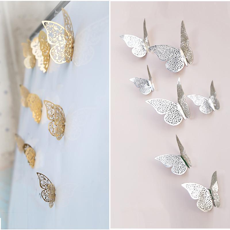 3D Schmetterlinge | Wanddeko Frühling | Magnet & Aufkleber | Gold oder Silber