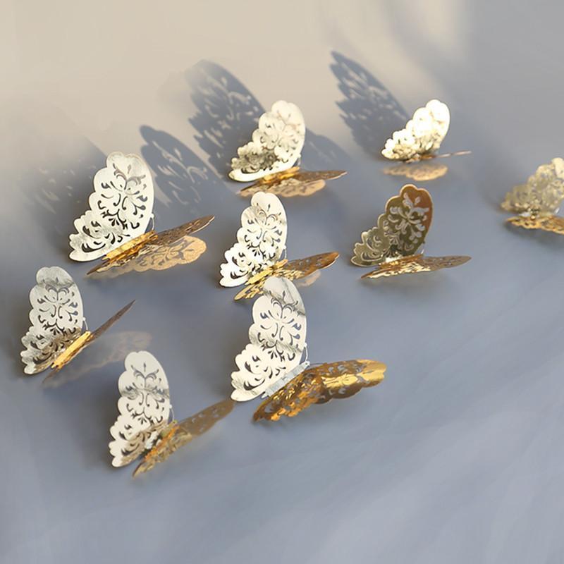 3D Schmetterlinge | Wanddeko Frühling | Magnet & Aufkleber | Gold oder Silber