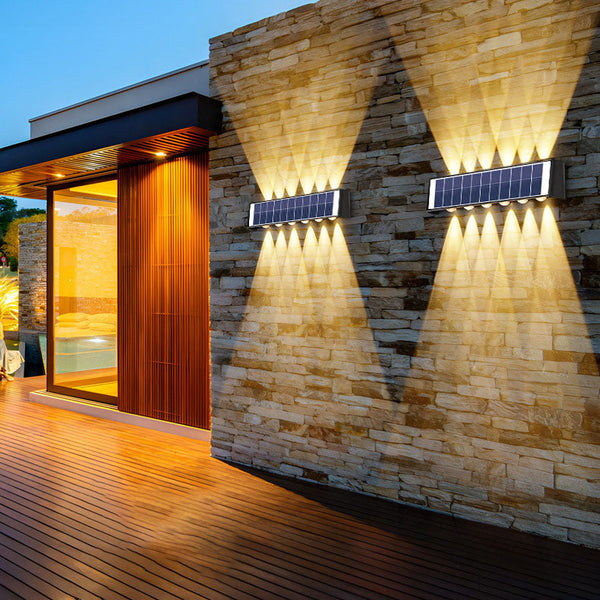 Lumiora Moderne Solar-LED-Wandleuchte für Außen | Rechteckiges Design | IP56 Wasserdicht | Verschiedene Größen & Lichtstärken