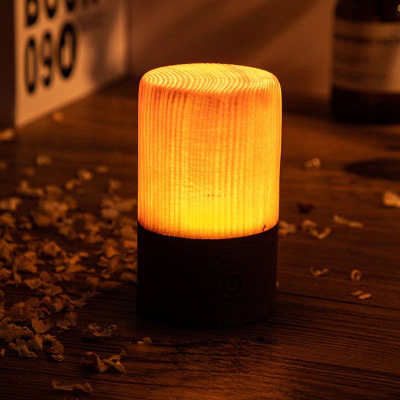 LED Tischlampe Lumaviva NaturLite | Touch-Dimmung & Akku | Kabellos & Wiederaufladbar | Holzoptik | Für Schlafzimmer, Schreibtisch & Wohnzimmer