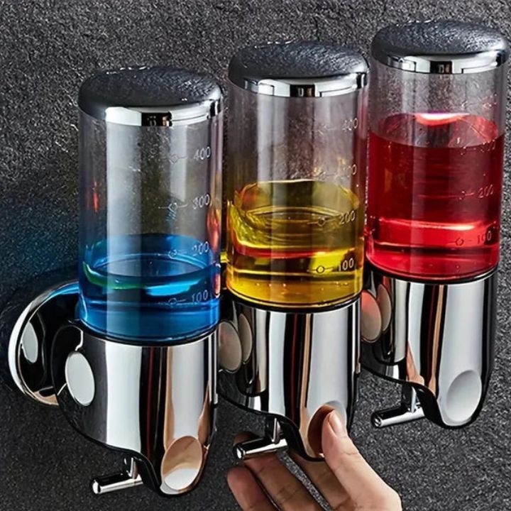 Seifenspender Set LuxoPure | Edelstahl Design | 3er Set Wandmontage | Modern & Platzsparend