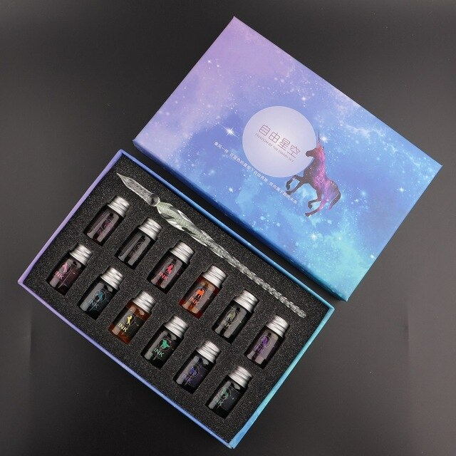 PrismWriter - Handgefertigter Kristall Kalligraphie Bleistift & Farben Set