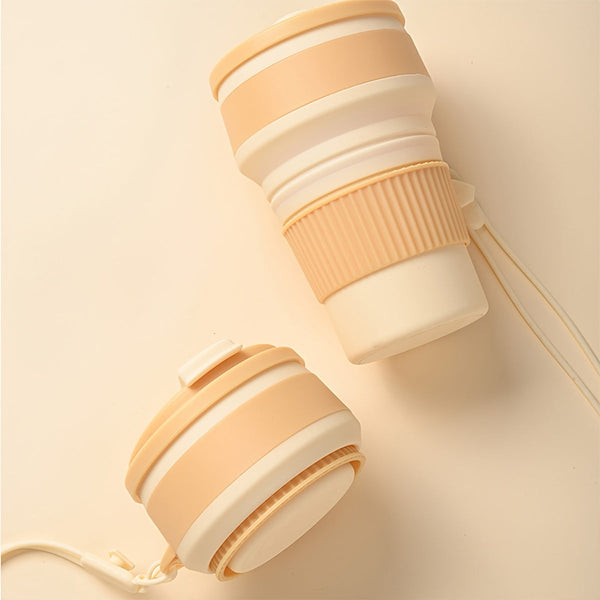 Faltbecher Traviva Cup | Lebensmittelechtes Silikon | Mit Deckel & Auslaufschutz | 14 × 8 cm