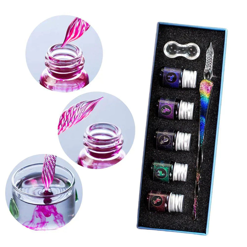 PrismWriter - Handgefertigter Kristall Kalligraphie Bleistift & Farben Set