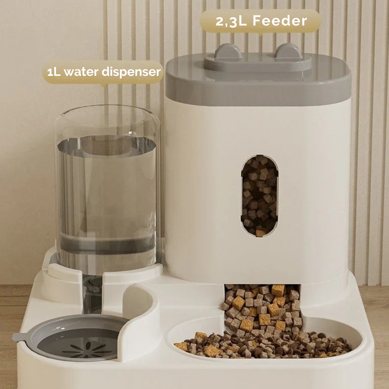 PawLuxe Automatischer Futterspender | 2-in-1 Futter- & Wasserspender | Große Kapazität | Hygienisch & Umfallsicher