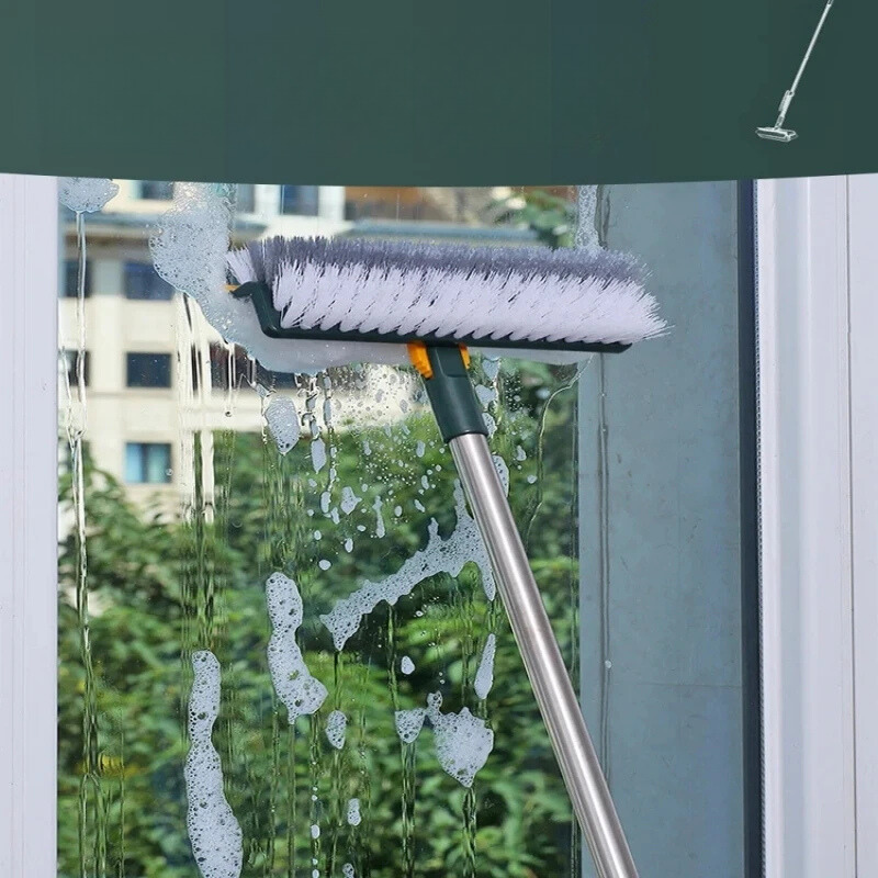 Glazora DuoBrush Reinigungsbürste | 2-in-1 für Böden & Fenster | Mit Drehkopf & Teleskopstiel | Mühelose Sauberkeit