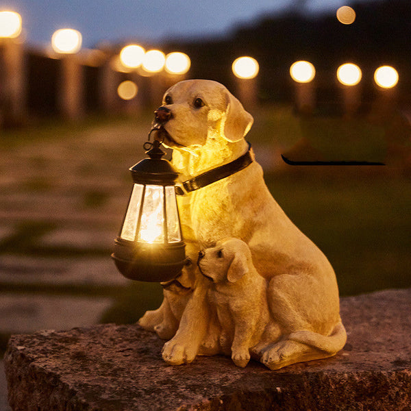 Solar Gartenhund Leuchte | Handgefertigt & Wetterfest | Automatisches Licht | Modell BellaLu