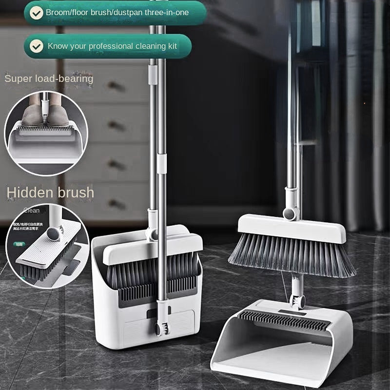 Besen- und Kehrschaufel-Set Cleanovo Duo | Multifunktional mit Selbstreinigungskamm | Ergonomisch & Platzsparend
