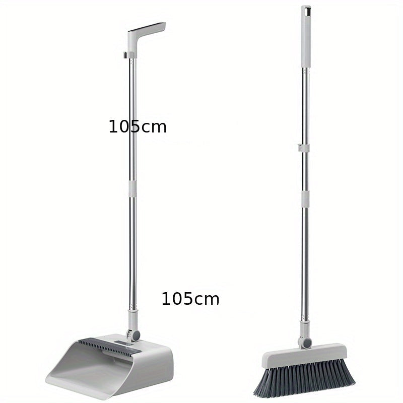 Besen- und Kehrschaufel-Set Cleanovo Duo | Multifunktional mit Selbstreinigungskamm | Ergonomisch & Platzsparend