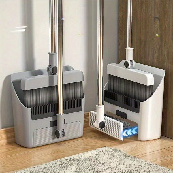 Besen- und Kehrschaufel-Set Cleanovo Duo | Multifunktional mit Selbstreinigungskamm | Ergonomisch & Platzsparend