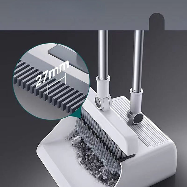 Besen- und Kehrschaufel-Set Cleanovo Duo | Multifunktional mit Selbstreinigungskamm | Ergonomisch & Platzsparend