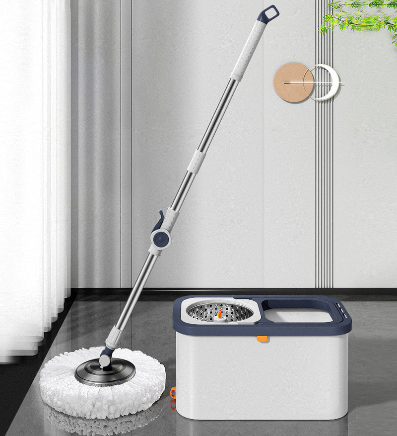 Mopuro Schleudermopp mit Trennsystem | 3 Ersatzköpfe | 136 cm Griff | Freihändiges Auswringen
