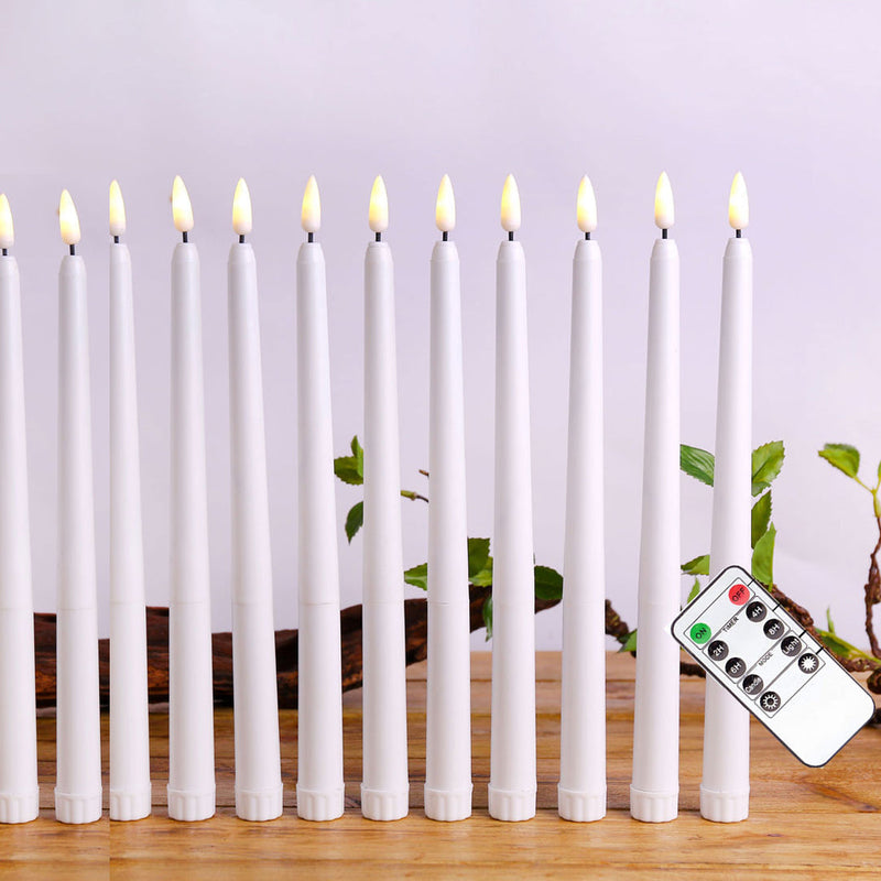 LED Stabkerzen GlowLume | Flammenlos & Sicher | Mit Fernbedienung & Timer | 27,5×2 cm | Warmweiß