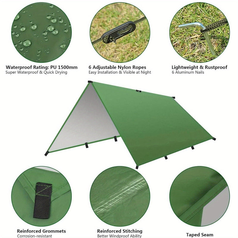 Camping-Sonnensegel TrekShade 3x3 m | Wasserfest & Winddicht | Leicht & Tragbar | Inkl. Heringe & Tragetasche