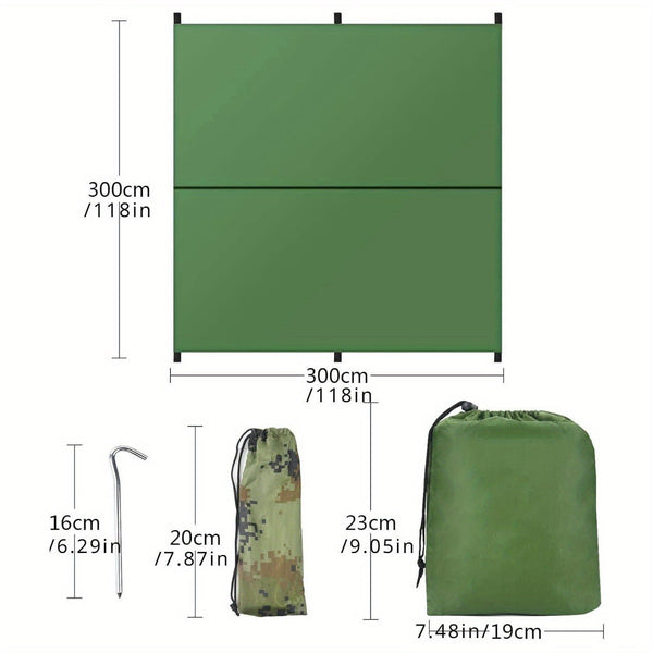 Camping-Sonnensegel TrekShade 3x3 m | Wasserfest & Winddicht | Leicht & Tragbar | Inkl. Heringe & Tragetasche