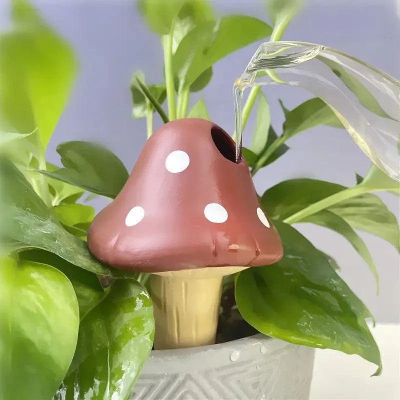 AquaPilz Terracotta Bewässerungsspikes | Automatische Pflanzenbewässerung | 4er-Set | Buntes Pilzdesign