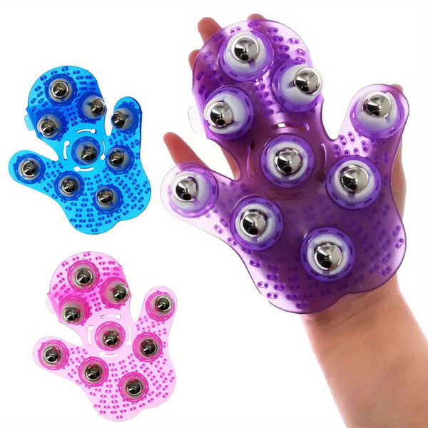 RelaxoRoll Massagehandschuh mit Metallkugel-Rollfunktion | Fördert Durchblutung & Muskelentspannung | Flexibel & Ergonomisch