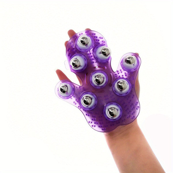 RelaxoRoll Massagehandschuh mit Metallkugel-Rollfunktion | Fördert Durchblutung & Muskelentspannung | Flexibel & Ergonomisch