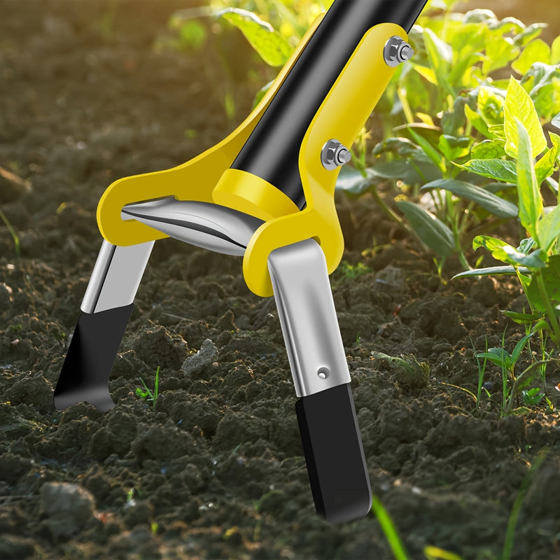 TerraTri Gartenhacke | Dreiecks-Kopf aus Edelstahl | Ergonomischer Griff | Schwarz-Gelb