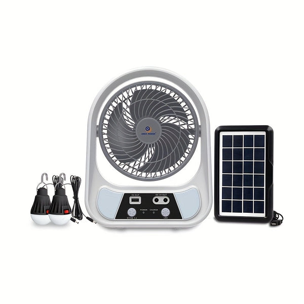 Solar-Ventilator SolventoGo | Mit LED-Nachtlicht & USB-Powerbank | Tragbar & Wiederaufladbar | Für Camping & Notfälle