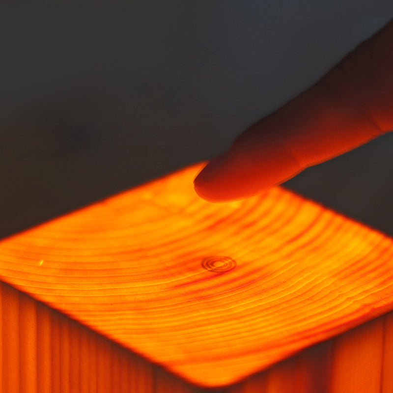 LED Tischlampe Lumaviva NaturLite | Touch-Dimmung & Akku | Kabellos & Wiederaufladbar | Holzoptik | Für Schlafzimmer, Schreibtisch & Wohnzimmer